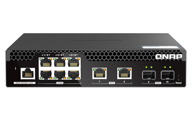 QNAP QSW-M2106R-2S2T nätverksswitchar hanterad L2 10G Ethernet (100/1000/10000) 1U Svart (QSW-M2106R-2S )