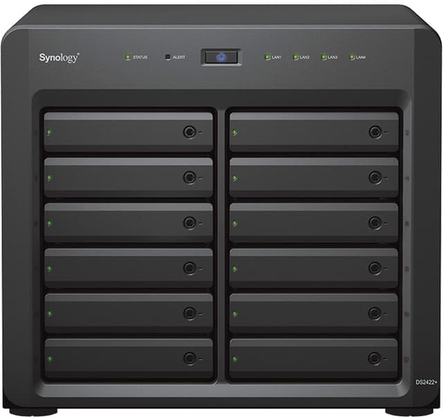 Synology DiskStation DS2422+ NAS- & lagringsservrar Tower Ryzen Embedded V1500B 4 GB DDR4 DiskStation Manager Svart (DS2422+)