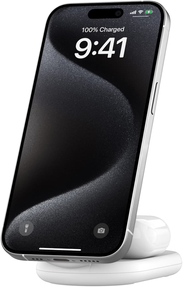 Belkin Magnetic 2-in-1 Stand Qi2 1.5m Vit (WIZ028vfWH)