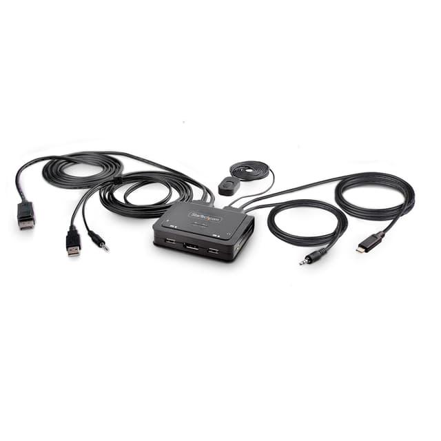 Startech 2-Port Hybrid Cable KVM-switch Svart (C2-D46-UAC-CBL-KVM)