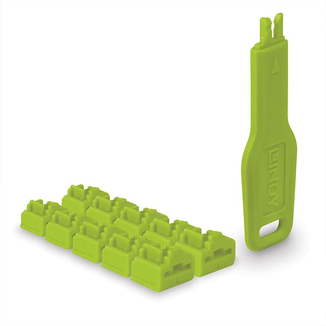 Lindy Port Blocker RJ45 Green10-Pack + Key (47894)