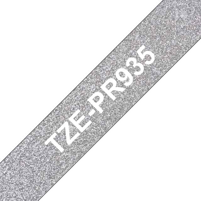 Brother Tape 12mm TZe-PR935 Vit/Glitter Silver (TZEPR935)
