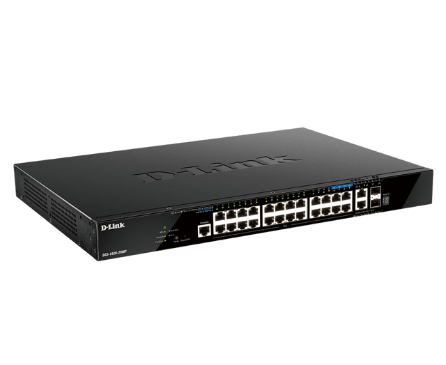 D-Link DGS-1520-28MP/E nätverksswitchar hanterad L3 Gigabit Ethernet (10/100/1000) Strömförsörjning via Ethernet (PoE) stöd 1U Svart (DGS-1520-28MP/E)