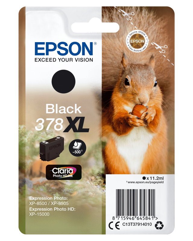 Epson Bläck Svart 11,2 ml 378XL - XP-15000/XP-8500/XP-8505 (C13T37914010)