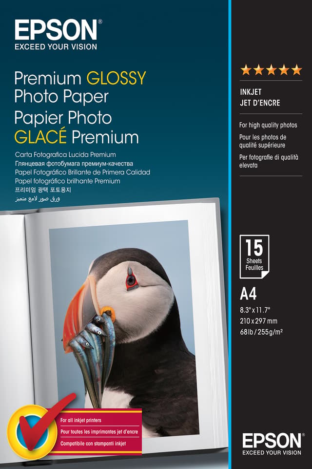 Epson Papper Photo Premium Glossy A4 15-Ark 255g (C13S042155)
