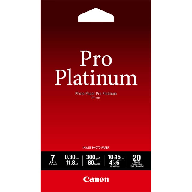 Canon Papper Photo PRO Platinum PT-101 10X15cm 20-Ark 300g (2768B013)