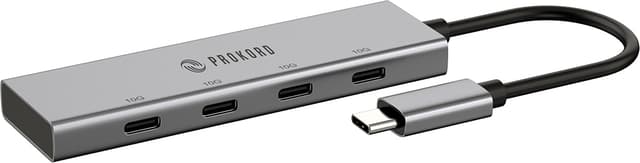 Prokord USB-C Hub 4-Port – Compact en krachtig voor zakelijk gebruik USB 3.2 Gen 2 (3.1 Gen 2) Type-C USB Type-C