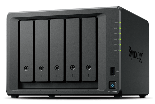 Synology DiskStation DS1525+ NAS- & lagringsservrar Ryzen Embedded V1500B 8 GB DDR4 Svart (DS1525+)