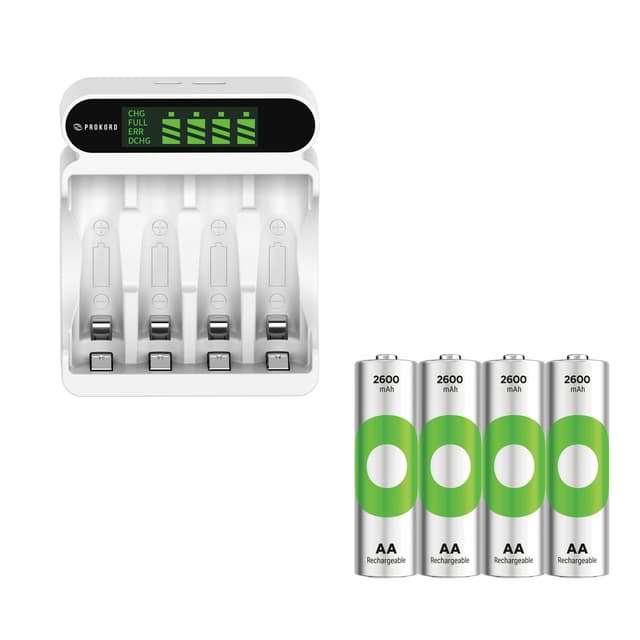 Prokord Battery Charger AA/AAA + Batterier KIT 