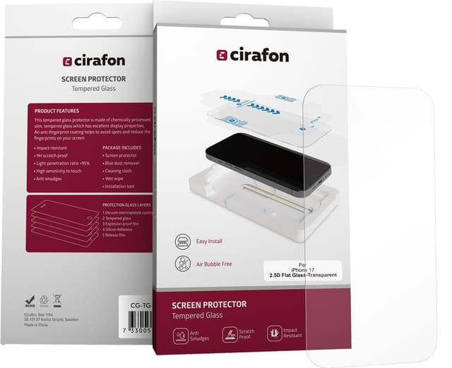 Cirafon Recycled Ultra-Wide (Double Tempered) Skärmskydd iPhone 17