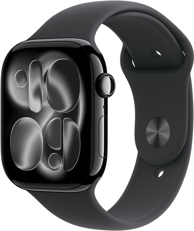 Apple Watch Series 11 GPS 46mm Jet Black Aluminium Case with Black Sport Band - M/L 