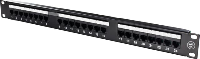 Deltaco Patchpanel Svart Cat 6A 1U (PAN-124)