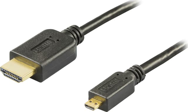 Deltaco HDMI-kabel, 1.4+E, 19-pin ha-Micro 19-pin ha, 1080p, svart, 5m 5m HDMI Micro HDMI Svart (HDMI-1053)