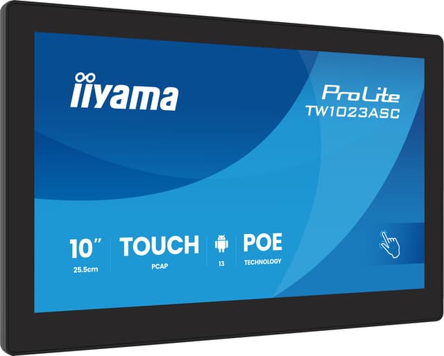 iiyama ProLite TW1023ASC-B3P 10.1" PCAP 10PT Touch Screen PoE Android OS 10.1" 10.1" IPS 1280 × 800pixels 450cd/m² 1280 × 800pixels IPS 16:10