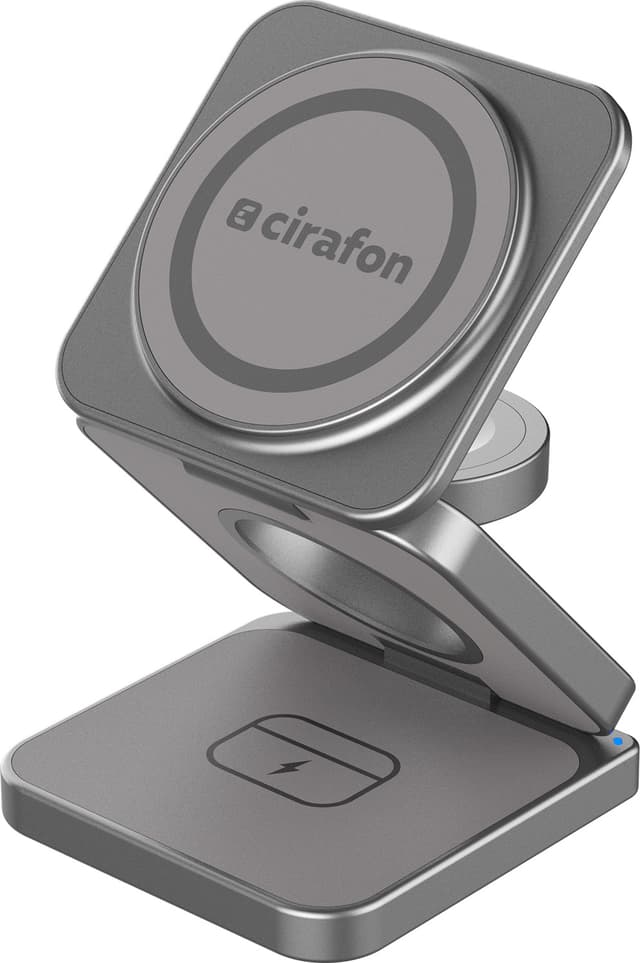 Cirafon Draadloze Qi2 3-in-1 Reisoplader Zilver