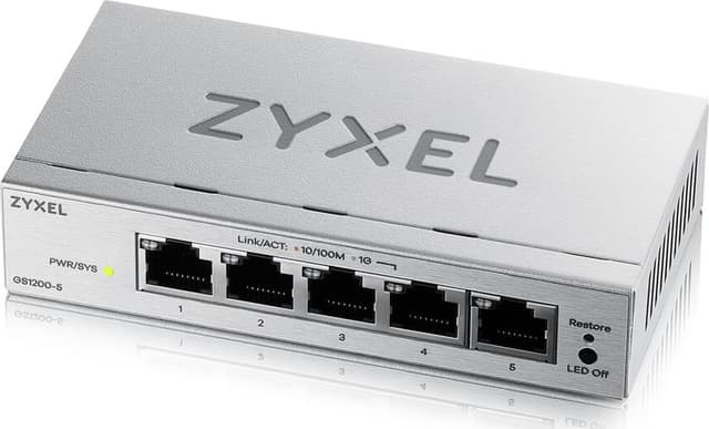 Zyxel GS1200-5V3 hanterad L2 Gigabit Ethernet (10/100/1000) Skrivbord Grå