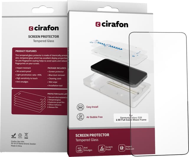 Cirafon Recycled Ultra-Wide (Double Tempered) Skärmskydd Samsung Galaxy S26
