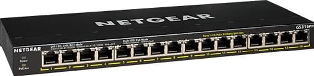 Netgear GS316PP 16-Port Gigabit Ethernet Unmanaged PoE+ 183W (GS316PP-100EUS)