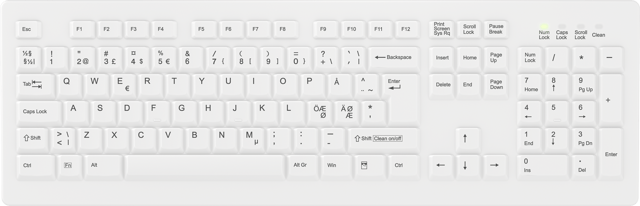 Contour Design Active Key ClassicClean Medical Removable Cover Trådlös Nordisk Tangentbord (AK-C8100F-FU1-W/NOR)