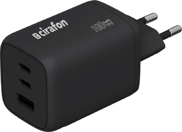 Cirafon USB-C GaN Fast Charger 100W Sort