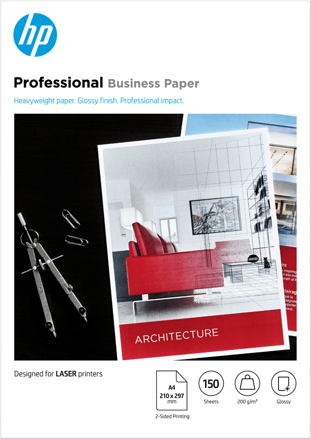 Papper Professional Glossy A4 200g Laserjet 150 Ark (7MV83A)
