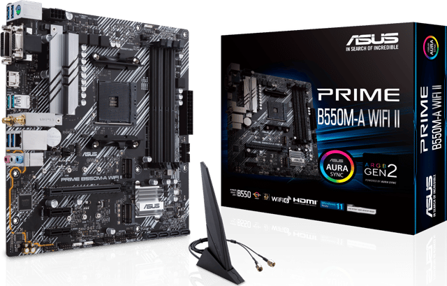PRIME B550M-A WIFI II AMD B550 Uttag AM4 micro ATX AM4 Micro-ATX Moderkort (90MB19X0-M0EAY0)