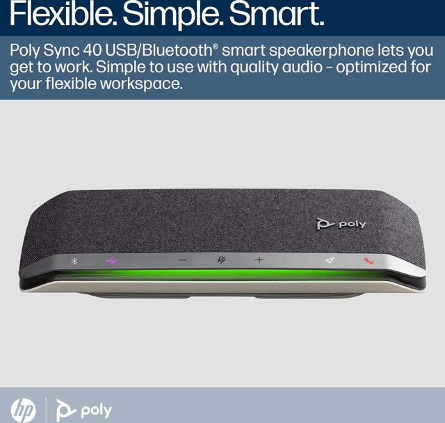Poly Sync 40+ Microsoft Teams Certified USB-A USB-C Speakerphone +BT700 USB-A Adapter (77P36AA)