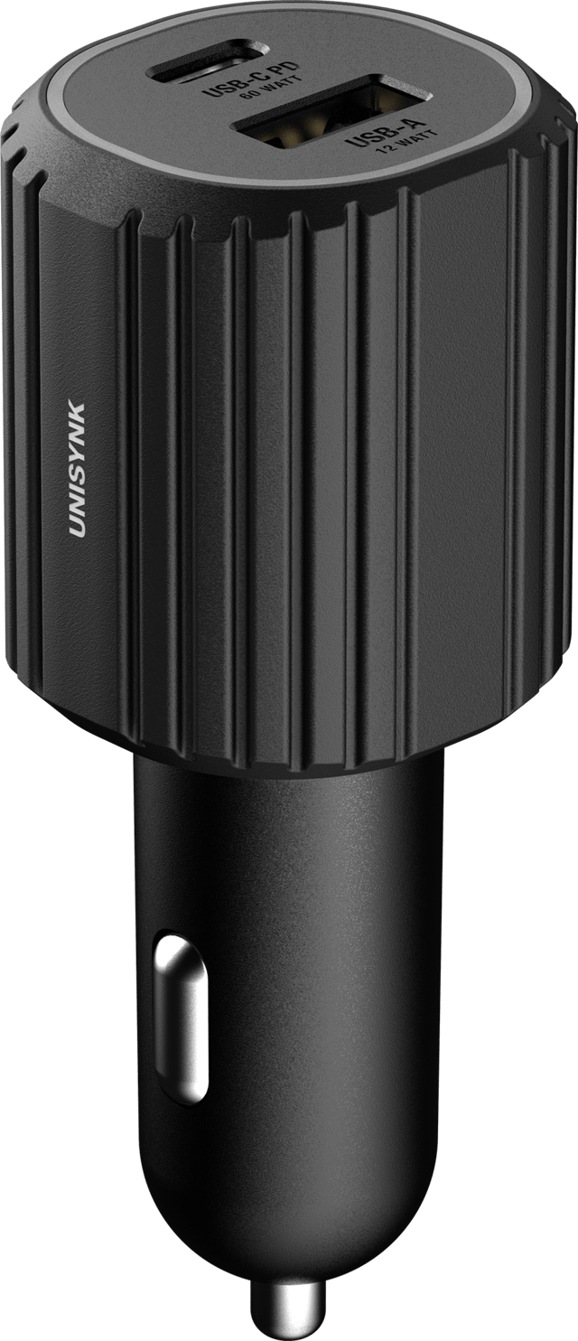 Unisynk Dual USB-C/A billaddare 72W Svart (10408)