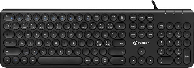 Voxicon Trådad Slim Metal Tangentbord 282W Svart Kabel Nordisk (DK-282W-B)