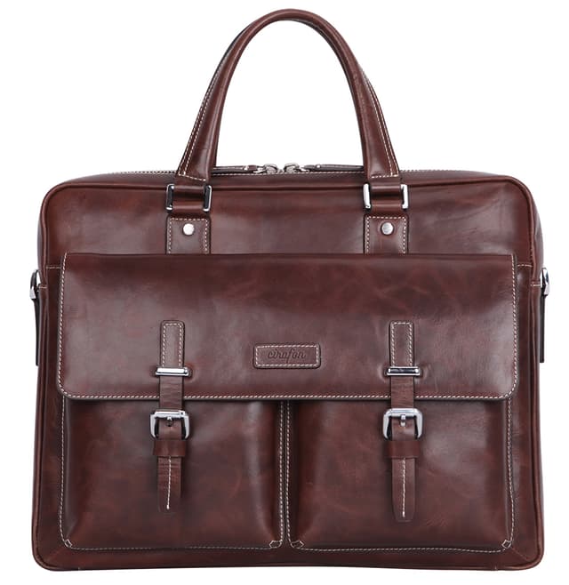 Cirafon Leather Vintage Datorväska 15.6" Äkta läder Brun