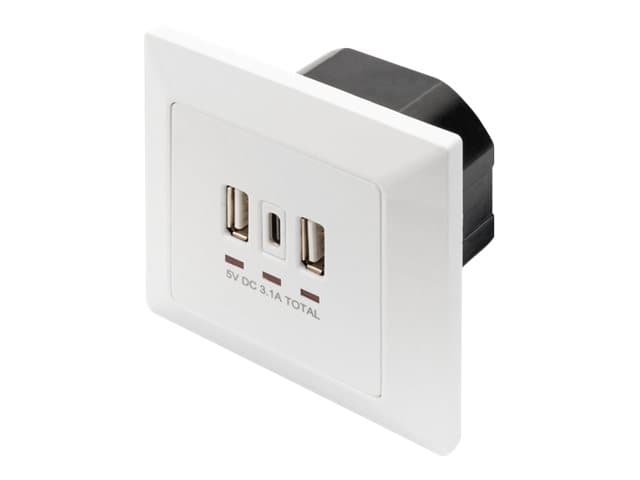 Digitus DA-70618 eluttag 2 x USB A + 1 x USB C Vit (DA-70618)