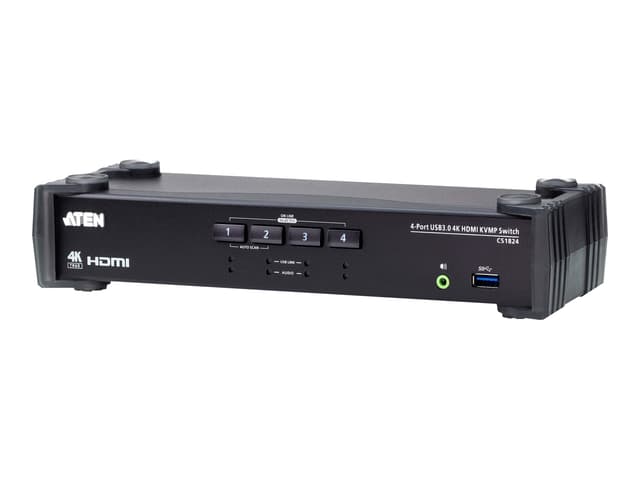 Aten 4-portars USB 3.0 4K HDMI KVMP™ Switch med ljudmixerläge (CS1824-AT-G)