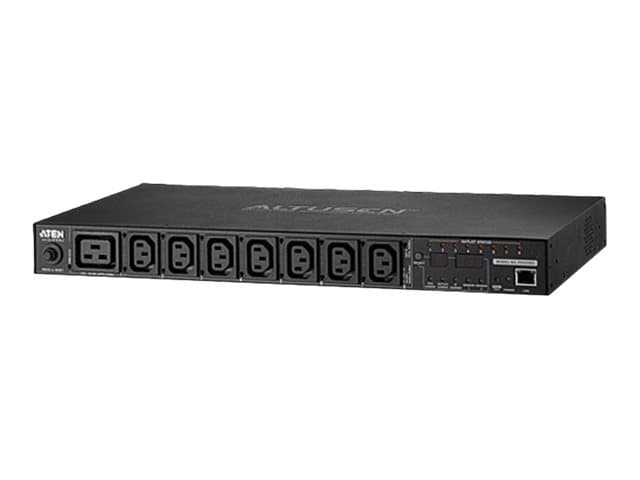 Aten Miljösmart 1U-PDU med 8 uttag, utgångsmätnings- och omkopplingsfunktion och specifikationen 20A/16A (PE8208G-ATA-G)
