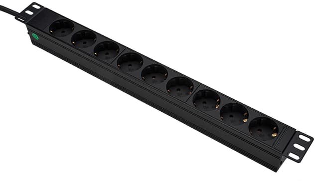 Prokord 19" Powersocket 9xoutlets 2m Black (PN-AL9005)