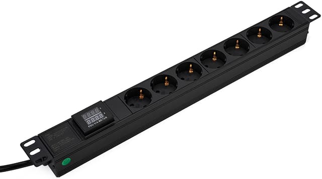 Prokord 19" Powersocket 7xoutlets 2m Black V/a Meter (PN-AL9005M)