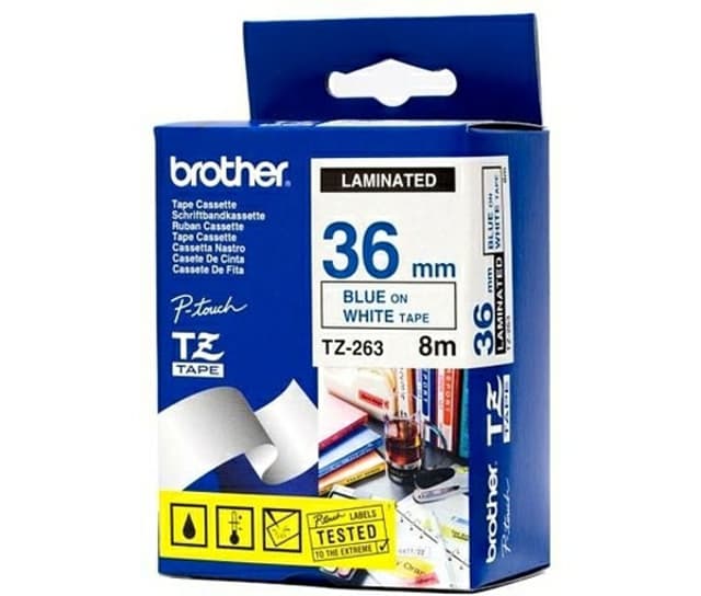 Brother Märkband Tze263 36mm Blå/Vit Botten (TZE263)
