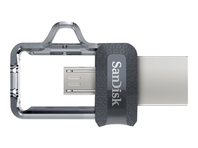 SanDisk Ultra Dual Drive M3.0 32GB USB-A / Micro-USB Svart, Silver, Transparent (SDDD3- -G46)