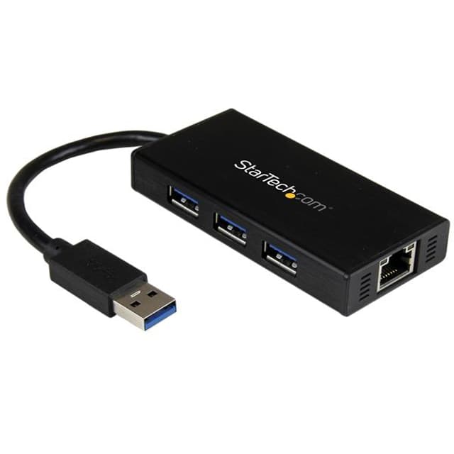 Startech 3 Port Portable USB 3.0 Hub With Gigabit Ethernet Adapter NIC (ST3300GU3B)