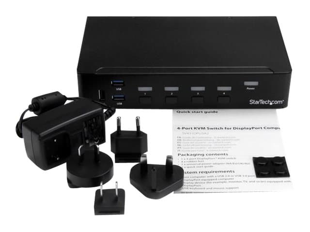 Startech 4-Port DisplayPort KVM Switch With Built-in USB 3.0 Hub (SV431DPU3A2)