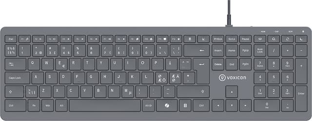 Voxicon Langallinen Näppäimistö 300W – Hiljainen, Ohut, USB-C/A Langallinen Pohjoismainen
