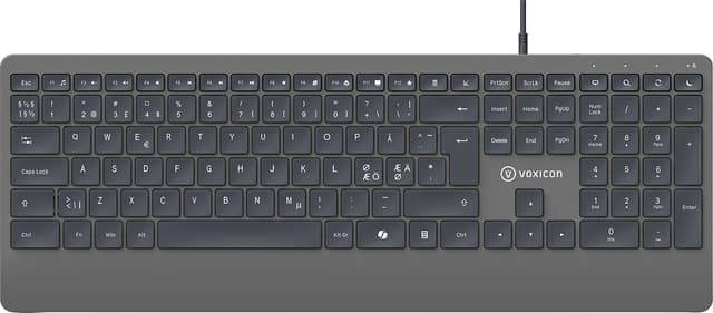 Voxicon Trådbundet Tangentbord 320W – Fullstort, Tyst och Ergonomiskt Kabel Nordisk (DK-320W)