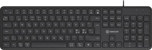 Voxicon DK-219W – Trådbundet tangentbord med USB-C/USB-A, Nordic Kabel Nordisk (DK-219W)