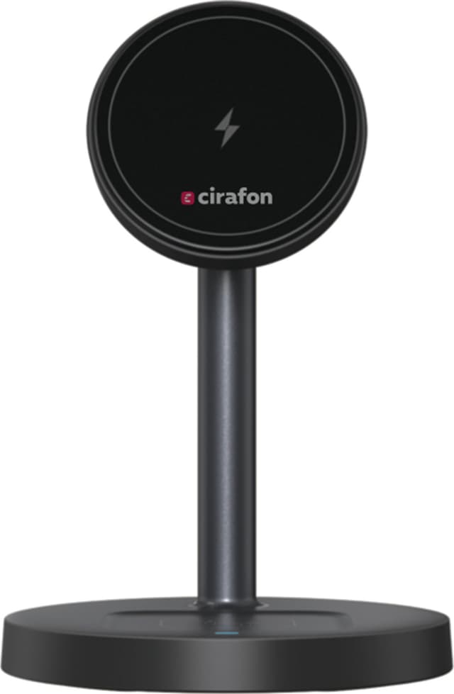 Cirafon Trådløs Qi2 Lader 15 W Med Magnetisk Stativ Svart