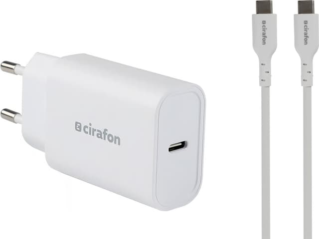 Cirafon 30W USB-C-laddare med USB-C-kabel Vit (CC30WW/CF-CC-TPE-1.3-W)