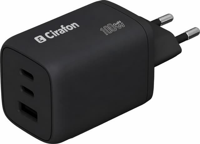Cirafon USB-C GaN Fast Charger 100W Svart