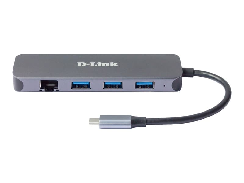 D-Link DUB-2334 dockningsstationer för bärbara datorer Kabel USB Type-C Grå USB-C