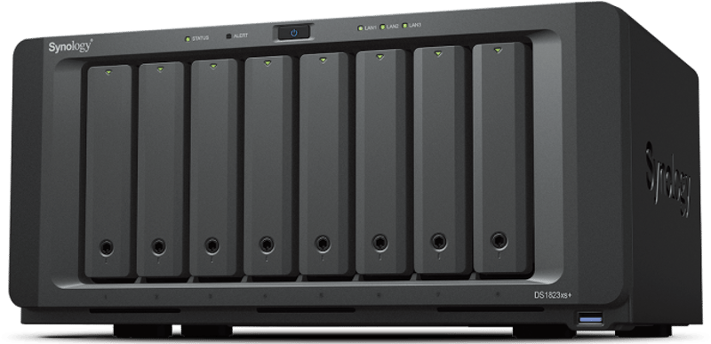 Synology DiskStation DS1823XS+ NAS- & lagringsservrar Tower Ryzen Embedded V1780B 8 GB DDR4 0 TB DiskStation Manager Svart