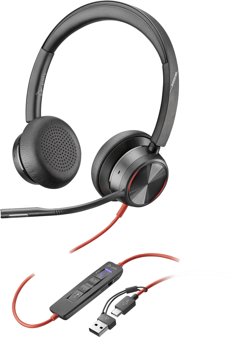 HP Poly Blackwire 8225 Stereo USB-A, USB-C Microsoft Teams Svart
