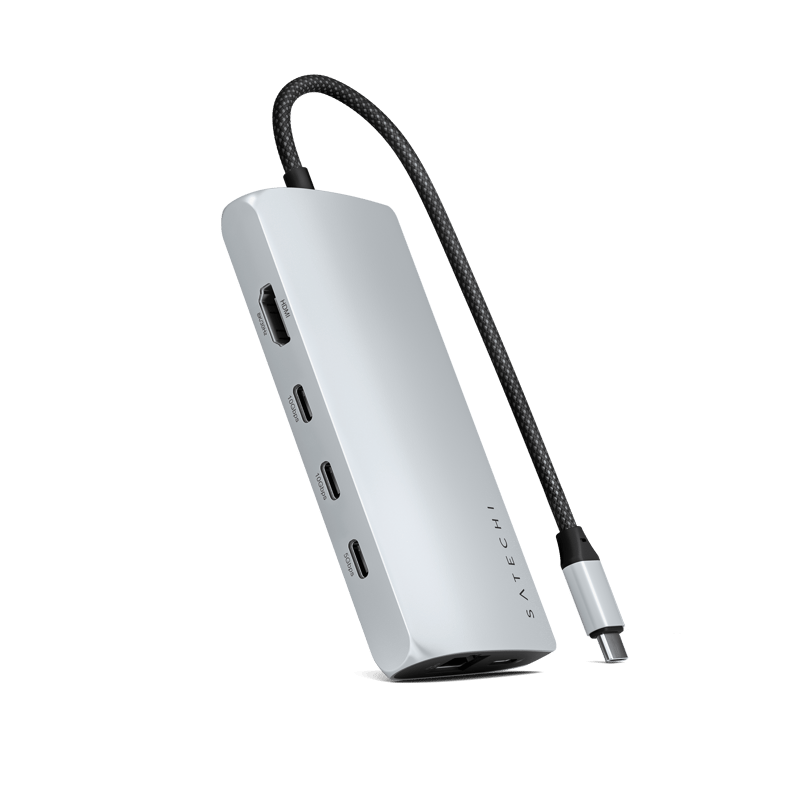 Satechi USB-C Multiport Adapter 8K with Ethernet V3 - Silver USB-C 3.2 Gen 1 (3.1 Gen 1)