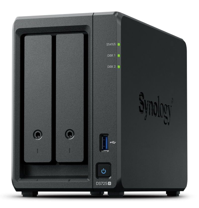 Synology DiskStation DS725+ NAS- & lagringsservrar Ryzen Embedded R1600 4 GB DDR4 0 TB Svart